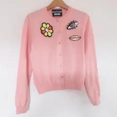MOSCHINO - 美品 BOUTIQUE MOSCHINO ブティックモスキーノ モチーフ 刺繍 長袖 クルーネック ニットカーディガン 40 ピンク レディース 古着 中古 USED 美品 BOUTIQUE MOSCHINO ブティックモスキーノ モチーフ 刺繍