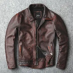 メンズライダースジャケット レザージャケット 本革　牛革　革ジャンコート　アメカジ　vintage　バイクジャケット本革コート　Ｓ～5ＸＬ
