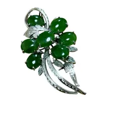 アンティーク ハンドメイド ブラス ブローチ グリーン 翡翠色 シルバーカラー レディース メンズ兼用 ヴィンテージ風 アクセサリー 未使用 美品 おしゃれ シンプル ギフト プレゼント コレクション レトロ クラシック デザイン レアアイテム