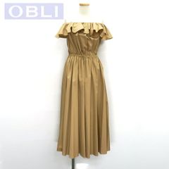 OBLI オフショルダー ワンピース ロング丈 JD72 サイズF 2WAY ベージュ オブリ◆送料込み◆質屋-10932