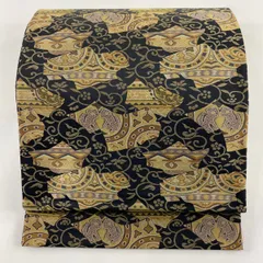 拘りの糸 西陣 菱屋善兵衛 正絹 半幅帯 小袋帯 灰白×藍色 極美品 拘り