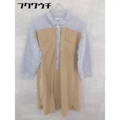 ◇ un dix cors アンディコール ストライプ 切り替え 長袖 膝丈 ワンピース サイズ38 ベージュ レディース 【中古】 【1002802550324】