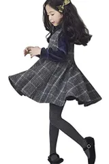 紺、グレー_110 [ビートーク] FOM こどもワンピース 子どもワンピース ピアノ発表会 結婚式 チェックスカート ベロアカットソー 女の子 子供服 発表会 衣装 ピアノの発表会 パーティ パーティー ドレス ワンピース 膝丈 ひざ丈 キッズ こども フォ