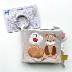 ご出産祝いに　ふんわりえほん りすくんのさくらんぼ探し　布絵本　しかけえほん　OPP袋入り　amanoppo　あまのっぽ