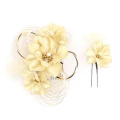 髪飾り 成人式 水引 振袖 前撮り 袴 2点セット 花 ゴールド 白 カスミソウ ラインストーン パール ラメ トレンド コーム かわ No.12-0477