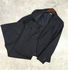 ★UNITED COLORS OF BENETTON(ユナイテッド・カラーズ・オブ・ベネトン) パンツ スーツ セットアップ テーラードジャケット ストライプ ワイドパンツ 40 レディース ネイビー PAWNSHOPRiZ  パウンショップリズのサムネイル