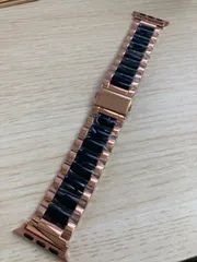 38/40mm アップルウォッチ バンド 調整器具付属 ベルト ステンレス Apple Watch ピンク×ブラック 38-p×b