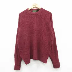 XL/古着 バンヒューセン 長袖 セーター メンズ 90s クルーネック エンジ 25jan08 中古 ニット トップス