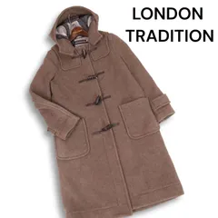 英国製★ LONDON TRADITION ロンドントラディション 秋冬★ ウール 裏地チェック ロング ダッフル コート Sz.38 レディース