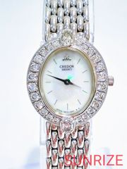 SEIKO セイコー 18KT クレドール ダイヤモンドベゼル オパール文字盤 4N70-5032【T6】