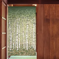 【MINIBOX のれん制作工房 正規販売店舗】【匿名配送 ネコポス 全国送料無料】のれん「白樺林」85x150cm【日本製】スタジオジブリ 家紋 トトロ 千と千尋の神隠し 風景 景色 和柄 和風目隠し