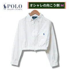 ポロ ラルフローレン クロップド丈 ジップアップ シャツジャケット M ホワイト 90s USA製 Polo Ralph Lauren ボタンダウン ダブルジップ 刺繍ロゴ ポニー ストリート オックスフォード Y2K 古着 C650