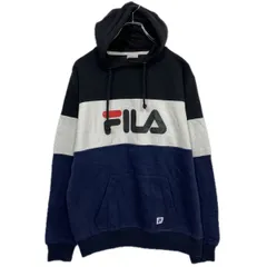 FILA 切替 プリントスウェット パーカー L～ ブラック ネイビー ホワイト フィラ プルオーバー 裏起毛 古着卸 アメリカ仕入 a708-5317