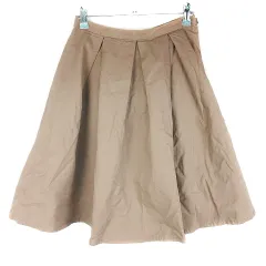 アングリッド UNGRID スカート フレア ひざ丈 タック 薄手 コットン 無地 M  ベージュ ボトムス /T2