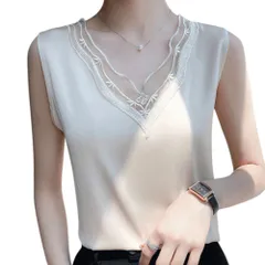 ☆ Bタイプ×アイボリー ☆ S ☆ レースノースリーブタンクトップ  スーツ インナー ブラウス ノースリーブ ノースリーブブラウス 袖無しブラウス 袖なし レディース おしゃれ シンプル 無地 女性 大人 レース オフィスカジュアル ビジネスカジュアル