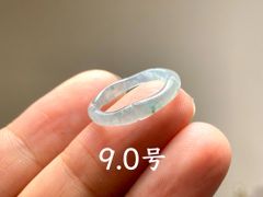 L13-102 ピンキーリング 氷種 竹節 リング 薄水緑色 9.0号 グアテマラ産 A貨 本翡翠 くりぬき