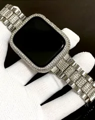 シルバーランウェイ★　Apple　Watch用　キラキラ　カバーケース　ステンレス　ランウェイバンド　ベルト　３８ｍｍ　４０ｍｍ　４１ｍｍ　４４ｍｍ　４５ｍｍ　アップルウォッチカスタム