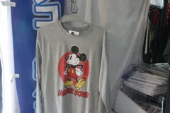 ミッキーマウス　プリント長袖Tシャツ　M  グレー