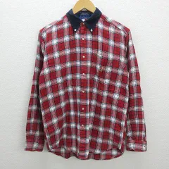 X★90s・古着 トミーヒルフィガー/TOMMY HILFIGER チェック柄 長袖ライトネルシャツ【XL】赤MENS/50【中古】