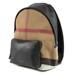 美品 BURBERRY バーバリー ヴィンテージ チェック レザー コンビ デイパック バックパック リュック バッグ ベージュ ブラック ブランド カバンのサムネイル
