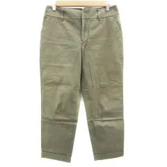 インディヴィ INDIVI テーパードパンツ 七分丈 ロールアップ 38 カーキ /YM12 ■MO