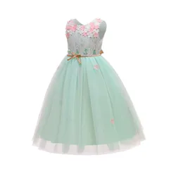 結婚式 子どもドレス 子供 ワンピースピアノ発表会 お祝い日 演奏会 音楽会 ピンク グリーン ブルー 子供ドレス フラワーガール ジュニア ロング ミモレ サックス ピンク 写真撮影 入園式 入学式 子供服 キッズ 衣装 フォーマル  kaili08