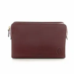 カルティエ Cartier マストライン クラッチバッグ セカンドバッグ レザー 皮革 ロゴ ワインレッド 金 ゴールド /MP ■GY18のサムネイル