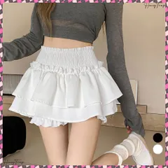 送料無料 ミニティアードスカート フリルスカート夏 レディース ハイウエストショート丈スカート インナーパンツ付き 美脚脚長ウエストシャーリング ミニスカート着やせ韓国風 インパン裏地付き ボリュームミニスカ フェミニンスカート