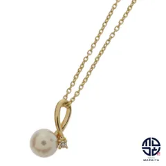 TASAKI タサキ 田崎 K18 18金イエローゴールド アコヤパール1P ダイヤ0.01ct ネックレス ジュエリー アクセサリー