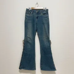 Archive 00s JOUER AUX ECHECS Y2K フレアデニムパンツ ブーツカット レースアップ インディゴブルー ウエスト64 グランジ 平成 ギャル