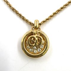 Christian Dior ロゴラウンドパヴェ GP×カラーストーン クリア×ゴールド ネックレス