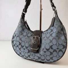 ✨Cランク   COACH　ワンショルダーバッグ　ハンドバッグ　bag　ハーフムーン　シグネチャー　ソーホー　ブルー　「68EL」