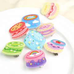 ラメ入りカラフルケーキ柄ミニヘアクリップ／１個売り／サン宝石