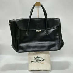 ★M16 LONGCHAMP ロンシャン レザー ハンドバッグ トートバッグ ビジネスバッグ 内側チャック収納 留め具金具 マグネットタイプ 保存袋付き ブラック レディース バッグ 鞄