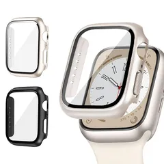 【新品】 【2枚セット】 Sovioシンプルなデザイン40mm対応アップルウォッチ カバーSeries (Se 3 2 1)/6/5/4、タッチ感度を高対応Apple Watch カバー、超高透過率、耐衝撃 強化ガラス、取り付け簡単のあっふウォッチカバー、 0