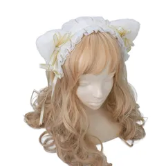 猫 耳 カチューシャ ヘッドドレス ロリィタ ヘア クリップ アクセサリー ハロウィン コスプレ 白 [ホワイト]
