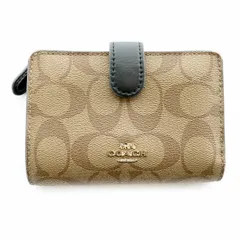 コーチ COACH 二つ折り財布 小銭入れあり PVC レザー シグネチャー ロゴ 茶 ブラウン ベージュ 黒 ブラック F23553 /MP ■GY18