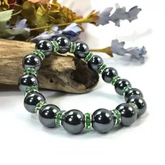 パワーストーン　ブレスレット　ヘマタイト　12mm 天然石ブレス （グリーン）メンズ・レディース　男性・女性　数珠ブレス　開運 [k]