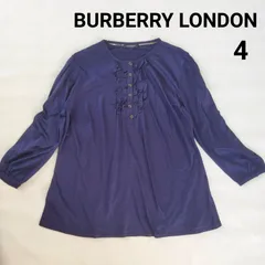 BURBERRY LONDON バーバリー ロンドン 七分袖トップス カットソー フリル 紫 4 XL