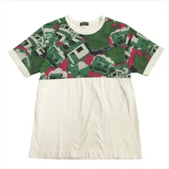 01ss コムデギャルソンオムプリュス COMME des GARCONS HOMME PLUS Tシャツ カットソー プリント インサイドアウト 切替 オールド ビンテージ ヴィンテージ アーカイブ 白 ホワイト 緑 グリーン メンズ