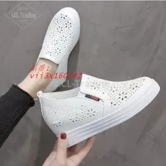 スリッポンレディーススニーカーメッシュ花柄春夏厚底インヒールコンフォートシューズ靴痛くない履きやすい通気性抜群ホワイト   vii3x160742