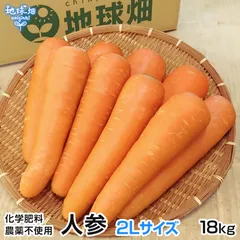 人参 2Lサイズ 18kg 冷蔵便 農薬･化学肥料･除草剤不使用 鹿児島県産 宮崎県産 1本300～600g 洗い にんじん ニンジン organic カロテン A品 秀品 人参ジュース用 発送期間2月～6月のサムネイル