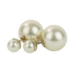 美品 Dior クリスチャンディオール Tribales フェイクパール トライバルピアス ホワイト×ゴールドカラー レディース 古着 中古 USED