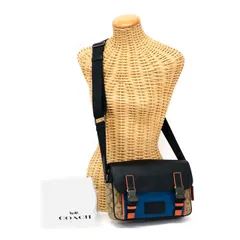 コーチ COACH トラック クロスボディ PVC レザー シグネチャー カラーブロック C2725 ショルダーバッグ 斜め掛け 肩掛け ミニ メッセンジャーバッグ ポシェット メンズ レディース ブラック ベージュ ブルー 美品 中古 mba01015