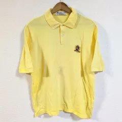 (^w^)b イングランド製 Burberrys バーバリー 半袖 ポロシャツ ゴルフ ロゴ 刺繍 ボタン シンプル おしゃれ 着回し ストレッチ コットン100% 古着 大人コーデ 紳士 メンズ イエロー 黄色 サイズS 英国製