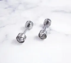 特価 S9 4㎜ サージカルステンレス ネジ式 円柱 ピアス ジルコニア