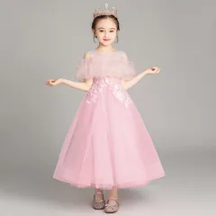 発表会ドレス ピアノ ドレス 子供  フォーマル キッズ チュールワンピース ふんわり感 ロングワンピース 女の子 フレアワンピース ジュニア 結婚式 お誕生日 写真 プレゼント お姫様 姫系 子供服 卒業式mengchen04