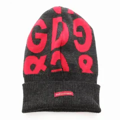 ディー&ジー ドルガバ ドルチェ&ガッバーナ D&G ニット帽 ビーニー ニットキャップ ロゴ M チャコールグレー 赤 レッド /JS