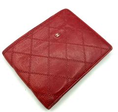 【鑑定済み】正規品 CHANEL シャネル ココマーク ビコローレ 二つ折り財布 レッド CC  ラムスキン