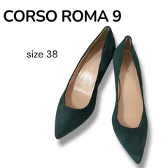 CORSO ROMA 9 コルソローマノーヴェ グリーン スエード ポインテッドトゥパンプス 本革 レディース 38 24.5cm相当 Lサイズ イタリア製 MADE IN ITALY 高級 エレガント 0000657OC